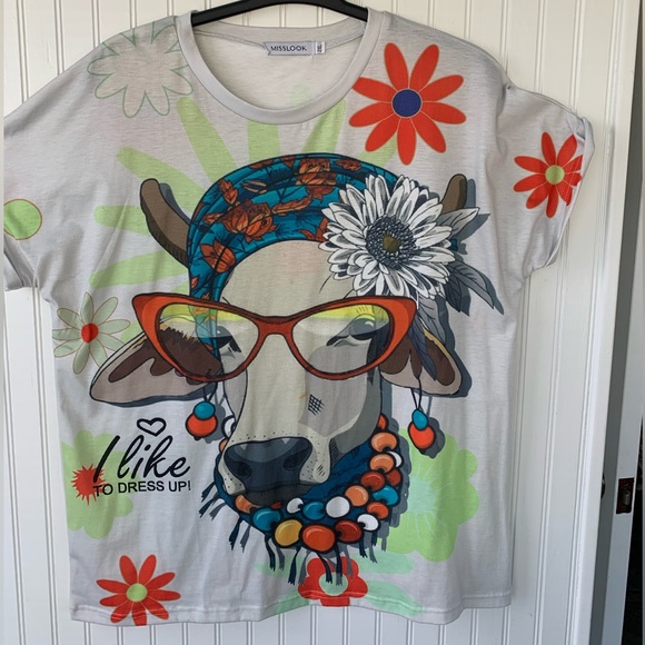 MISSLOOK Tops - MISSLOOK “Fun Cow T-Shirt (2XL) Like NEW